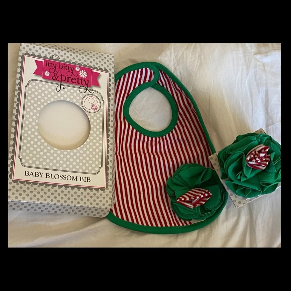 Christmas Matching Bib and Baby Blossom Headband